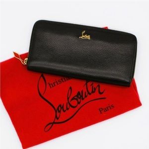 Christian Louboutin Black Leather Panettone Long Zip Around Wallet